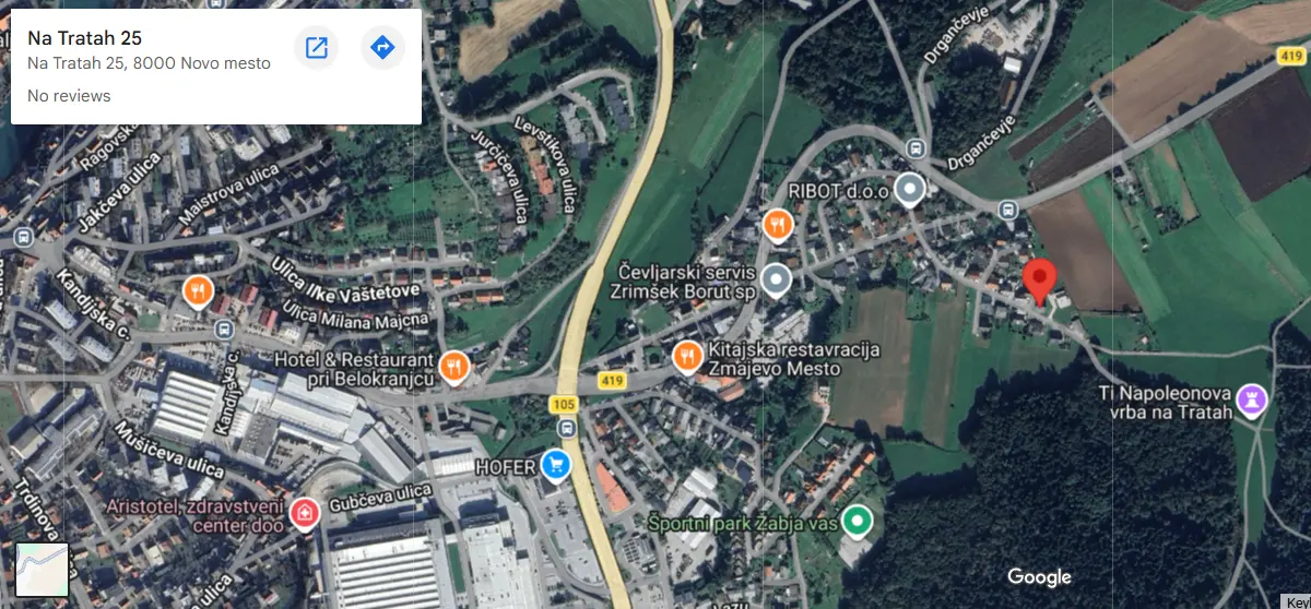 Zemljevid lokacije Čebelarstvo Dolinšek - Na Tratah 25, 8000 Novo mesto